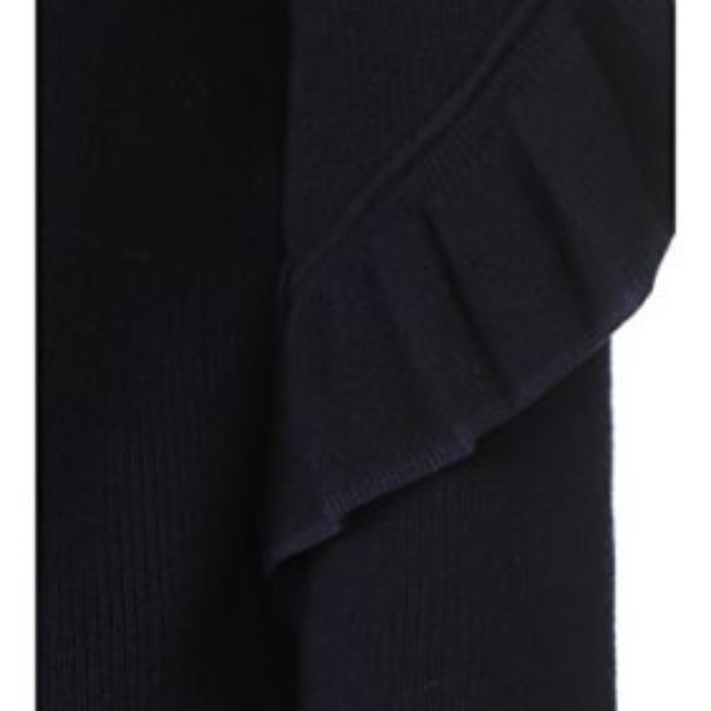 Tory Burch Ashley Navy Ruffled Sleeve Sweater Dress - Picture 4 of 16